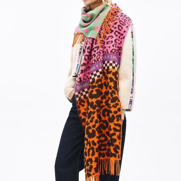 BIMBA Y LOLA Accessories - BIMBA Y LOLA XL Winter SCARF leopard print pink and orange - Sold Out